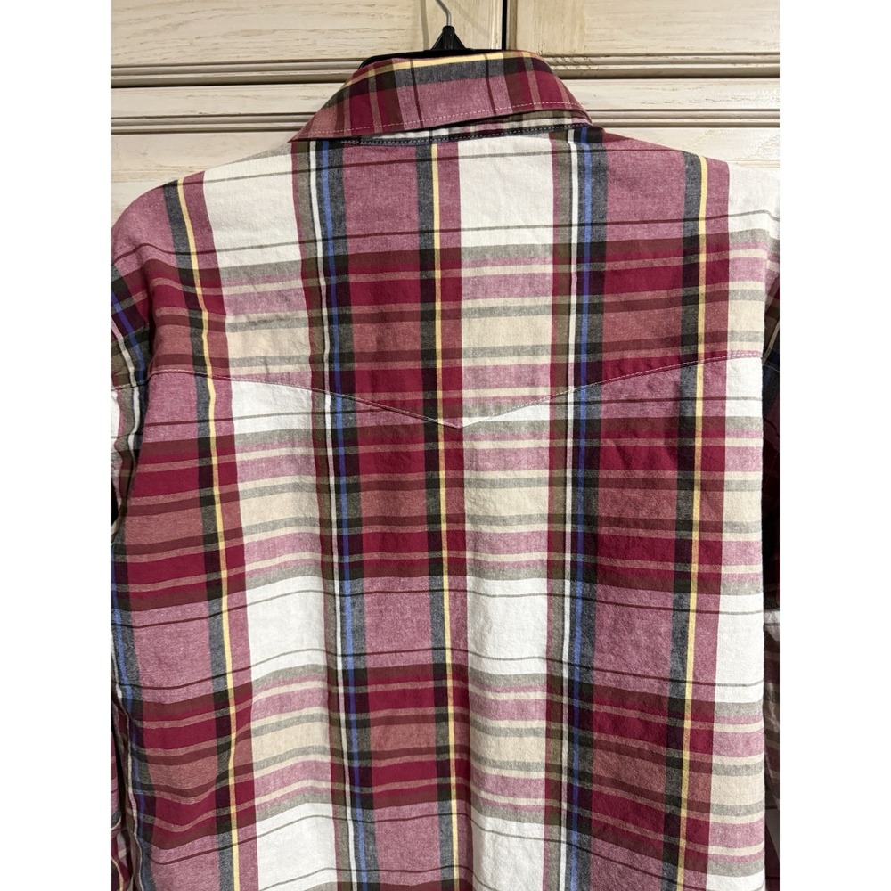 Wrangler Mens Western Pearl Snap Shirt XL Red Plaid Cowboy Rodeo Cotton - Picture 8 of 10